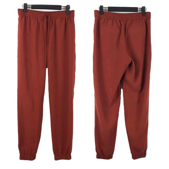 Express Rust Red Elastic Waist Ankle Mid-Rise Jogger Pants XS - Picture 1 of 9